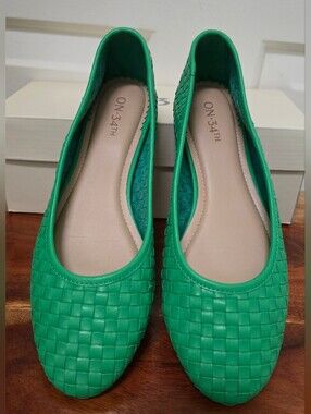 On 34th Green Woven Ballet Flats New Size 7M